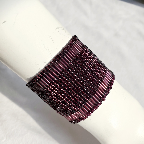 Jewelry - Hand Beaded Cuff Bracelet purple